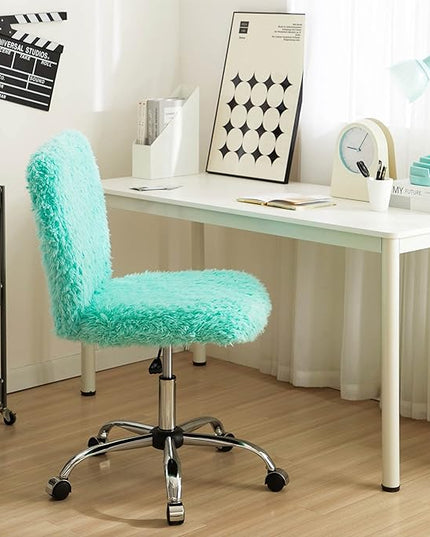 Faux Fur Rolling Task Chair, Mint - LeafyLoom