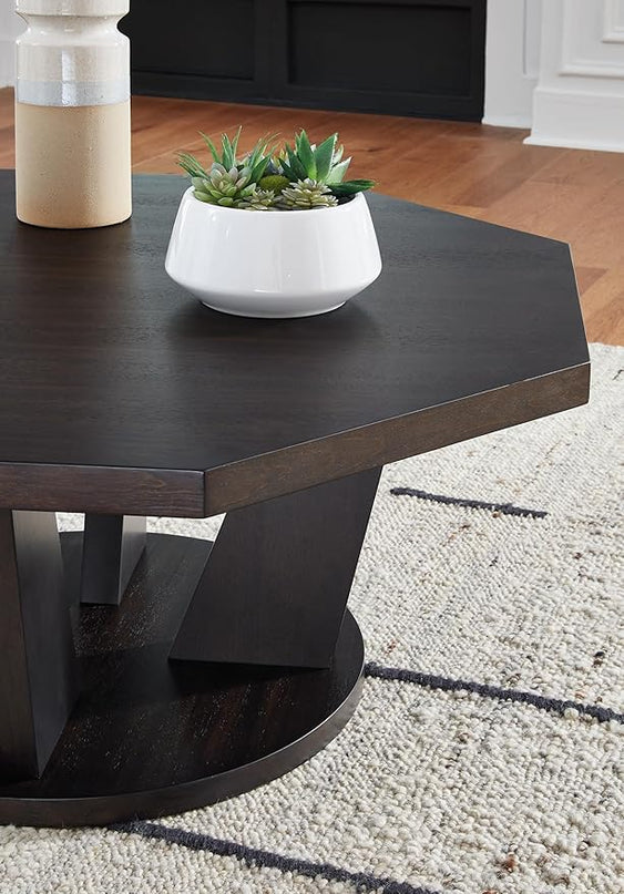 Signature Design by Ashley Chasinfield Modern Cocktail Table for Living Room, Dark Brown - LeafyLoom
