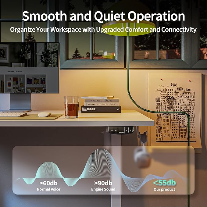 Electric Standing Desk, Large 63 x 24 Inches Height Adjustable Desk, Sit Stand up Desk for Work Office Home, Ergonomic Rising Computer Table with Memory Preset, White - LeafyLoom