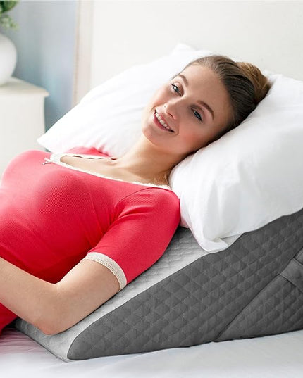 Adjustable Bed Wedge Pillow for Sleep Apnea, Gerd, Acid Reflux, Post Surgery, Heartburn - Foam Wedge Pillow for Back Pain Relief, Sleep Apnea Pillow Wedge or Bed Wedge Pillow for Sleeping for Seniors - LeafyLoom