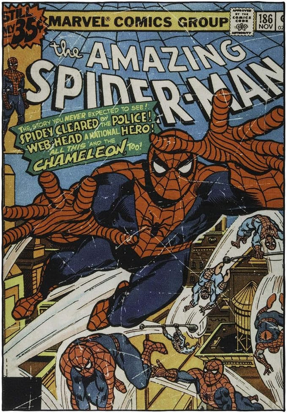 Gertmenian Marvel Rug Boys Childrens Bedroom Decor Kids Home Play Room Mat Bedding Area Carpet; 54x78 Large; Spiderman Retro Classic Comic Superhero Multi-Colored; 47327 - LeafyLoom