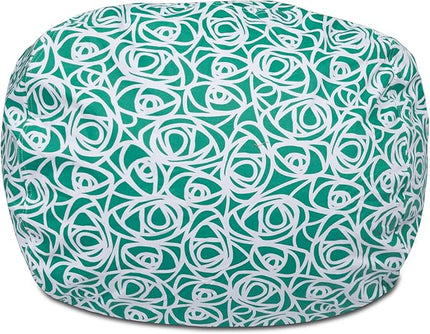 Posh Creations Structured Comfy Bean Bag Chair for Gaming, Reading, and Watching TV, 100in Round Classic Bean Bag, Canvas - Roses Mint - LeafyLoom