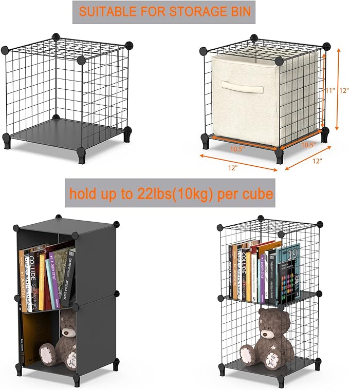 HOMIDEC Cube Storage, Storage Shelves 9 Cube Bookshelf Bookcase Closet Organizer and Storage Wire Storage Cube Multi-Use DIY Storage Cube Shelf for Books, Toys, Clothes, Tools - LeafyLoom