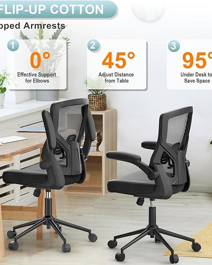 Home Office Chair, High Back Desk Chair Adjustable Height and Ergonomic Design Home Office Computer Chair Executive Lumbar Support Padded Flip-up Armrest Swivel Task Chair - LeafyLoom