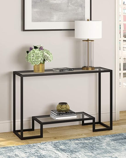 Henn&Hart 47.75" Wide Rectangular Console Table in Blackened Bronze, Entryway Table, Accent Table for Living Room, Hallway - LeafyLoom