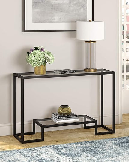 Henn&Hart 47.75" Wide Rectangular Console Table in Blackened Bronze, Entryway Table, Accent Table for Living Room, Hallway - LeafyLoom