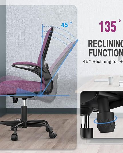 Office Chair, Ergonomic Desk Chair with Adjustable Lumbar Support, High Back Mesh Computer Chair with Flip-up Armrests-BIFMA Passed Task Chairs, Executive Chair for Home Office - LeafyLoom
