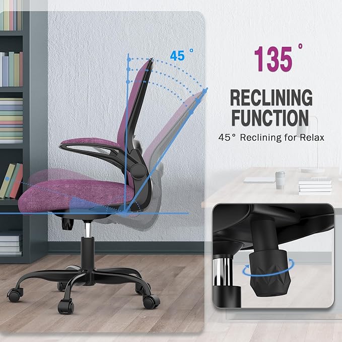 Office Chair, Ergonomic Desk Chair with Adjustable Lumbar Support, High Back Mesh Computer Chair with Flip-up Armrests-BIFMA Passed Task Chairs, Executive Chair for Home Office - LeafyLoom