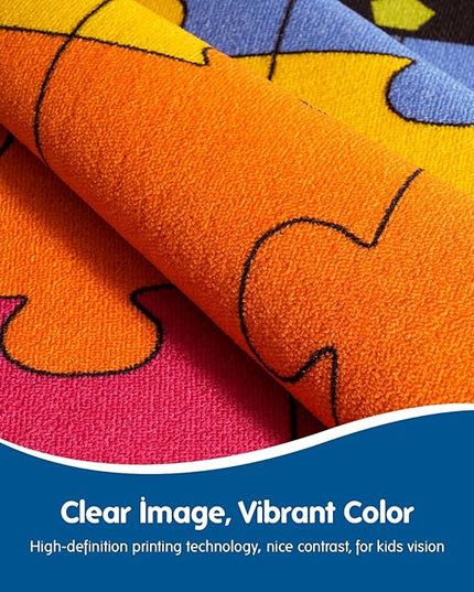 Booooom Jackson Classroom Rug Elementary Classroom Carpet 6'5"x8'5"Preschool Rugs Colorful Puzzle Seating Rug with Non-Slip Backing School Classroom Kid Rug (PzPK-2620) - LeafyLoom