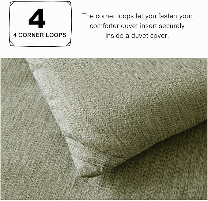CozyLux King Size Comforter Set - 3 Pieces Olive Green Soft Luxury Cationic Dyeing Bedding Comforter for All Season, Breathable Lightweight Fluffy Boho Bed Sets with 1 Comforter and 2 Pillow Shams - LeafyLoom