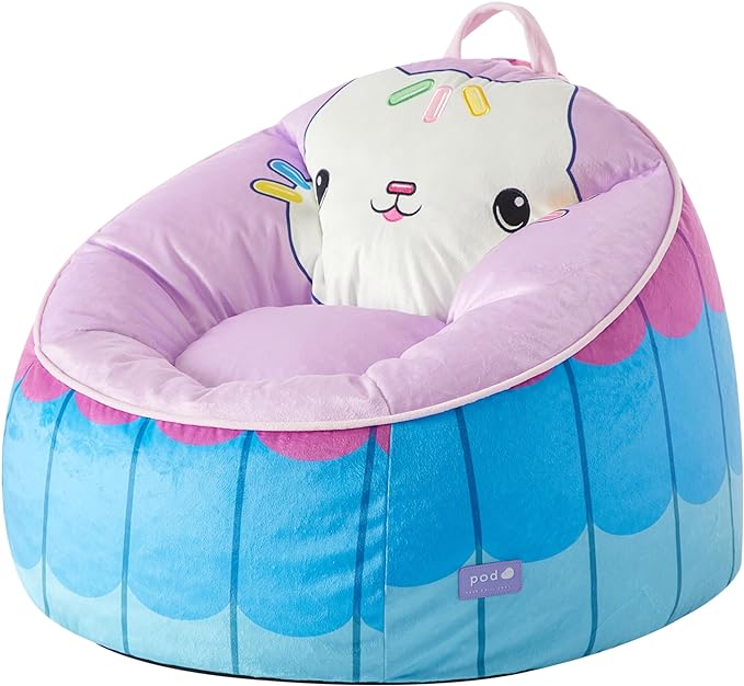 Idea Nuova Gabbys Dollhouse Hillside by pod Plush Kids Bean Bag Chair, 24"x24"x25", Ages 3+ - LeafyLoom
