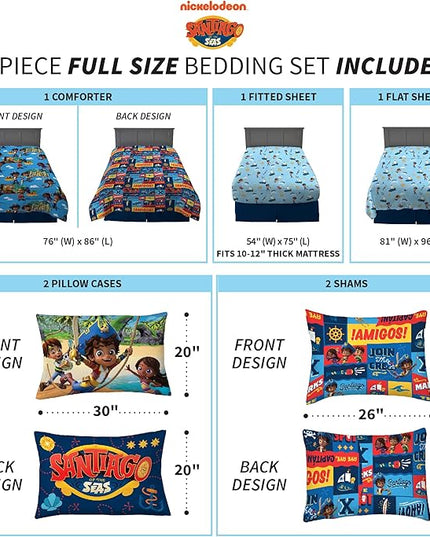 Franco Kids Bedding Super Soft Comforter and Sheet Set with Sham, 7 Piece Full Size, Santiago Of The Seas - LeafyLoom