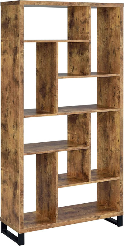 Coaster Home Furnishings Delwin 10-Shelf Bookcase Antique Nutmeg - LeafyLoom