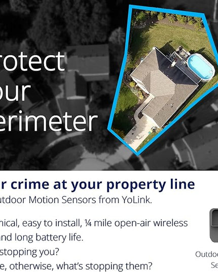 YoLink LoRa Smart Outdoor Motion Detector Sensor, Driveway Alert, Property Invasion/Tresspassing Detector, 1/4 Mile Open Air Range, Email/SMS/Push Alerts, Alexa, IFTTT, Home Assistant (Hub Required) YoLink