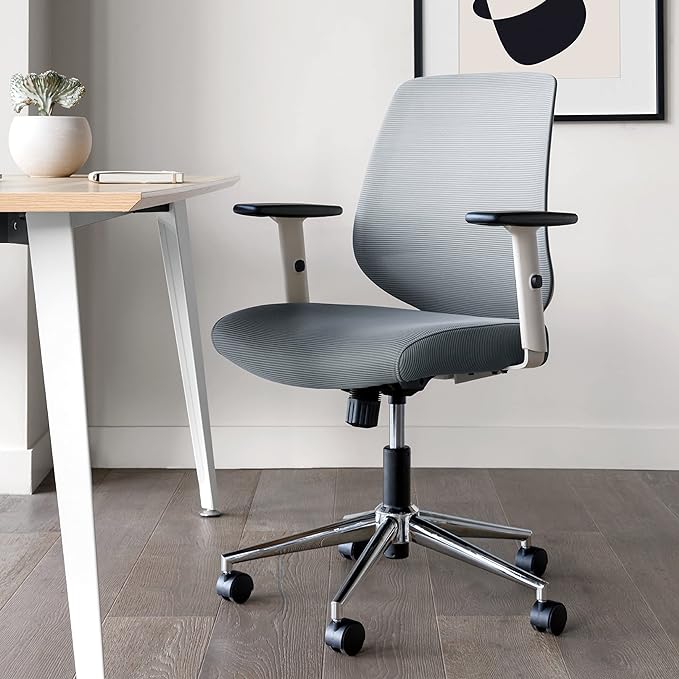 Branch Daily Chair - Computer Office Chair with Swivel, Lumbar Rest, and Adjustable Armrests - Sustainable, Stylish Mesh, & Adjustable Armrests - Comfortable Seating for Improved Posture - Slate - LeafyLoom