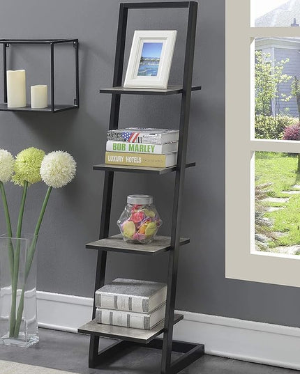 Convenience Concepts Designs2Go 4 Tier Ladder Bookshelf, Faux Birch / Black - LeafyLoom