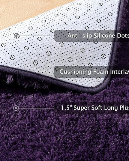Softlife Rug for Living Room 5.3x7.6 Feet Area Rug for Bedroom Super Soft Shaggy Rugs for Kids Room Fluffy Fuzzy Carpets Long Plush Bedside Rug Nursery Christmas Home Decoration for Boys Girls, Purple - LeafyLoom