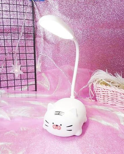Kids Lamp, Cute LED Desk Lamp for Kids, Mini Animal Night Light, USB Rechargeable Flexible Cartoon Lamp Eye-Care Lighting for Bedroom (Tiger G, White) - LeafyLoom