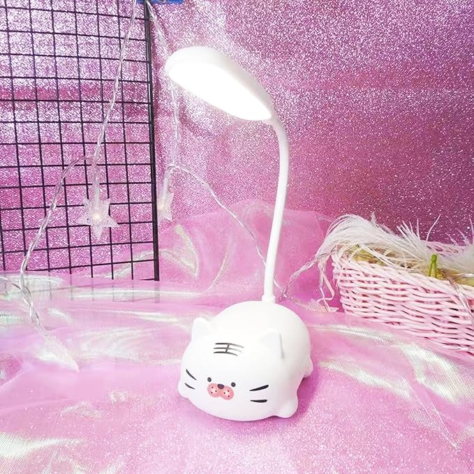 Kids Lamp, Cute LED Desk Lamp for Kids, Mini Animal Night Light, USB Rechargeable Flexible Cartoon Lamp Eye-Care Lighting for Bedroom (Tiger G, White) - LeafyLoom