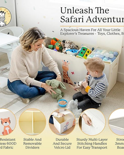 Zebra Baby Toy Chest For Boys & Girls - Stylish & Versatile Plush Animal Holder & Kids Toy Organizer Makes Playroom Organization Easy - - LeafyLoom