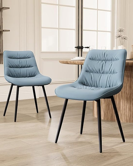 Kidol & Shellder Modern Dining Chairs Set of 2 Kitchen & Dining Room Chairs Upholstered Accent Chair Living Room Chairs Kitchen Chairs Comfy Chair for Bedrooms Waiting Room Home(Blue) - LeafyLoom