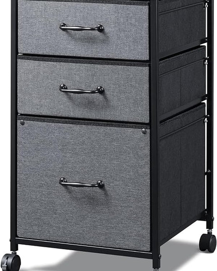 DEVAISE Mobile File Cabinet, Rolling Printer Stand with 3 Drawers, Fabric Vertical Filing Cabinet fits A4 or Letter Size for Home Office, Rustic Brown - LeafyLoom