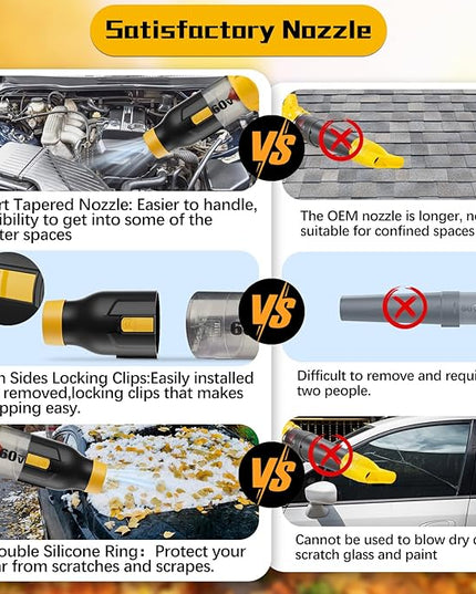 Blower Nozzle for Dewalt 60V MAX Leaf Blower(DCBL772X1 DCBL772B DCMBA572N), Car Drying Nozzle for Dewalt 60V- Bare Nozzle 1 Pack - LeafyLoom