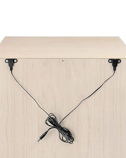 Babyletto Hudson Nightstand with USB Port in Washed Natural and White, 1 Drawer and Storage Cubby - LeafyLoom