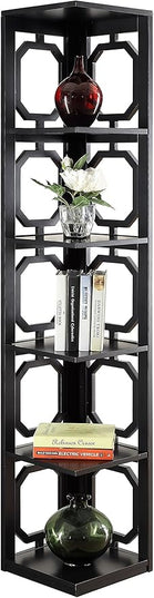 Convenience Concepts Omega 5 Tier Corner Bookcase, Black - LeafyLoom