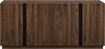 Walker Edison Liss Contemporary 4-Door Minimalist Sideboard, 70 Inch, Dark Walnut - LeafyLoom