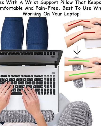 Homie Reading Pillow with Reading Light and Wrist Support, Has Arm Rests, and Back Support for Bed Rest, Lounging, Reading, Working on Laptop, Watching TV (Large, Gray) - LeafyLoom