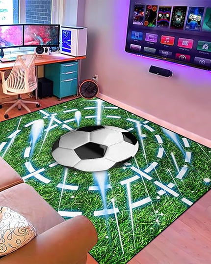Football Rug for Boys Room - Soccer Rug for Boys Room Football Printed Rug for Kids Room Football Decor for Boys Bedroomsports Ball Doormat for Living Room Bedroom,3'×4' - LeafyLoom