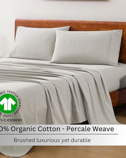 LANE LINEN Twin Size Bed Sheets, 100% Organic Cotton Twin Sheet Set, 3Pc Sheets for Twin Bed, Cooling Twin Bed Sheets Boys, Hotel Style Sheets & Pillowcases Set, Deep Pocket Sheets - Snowdrop - LeafyLoom