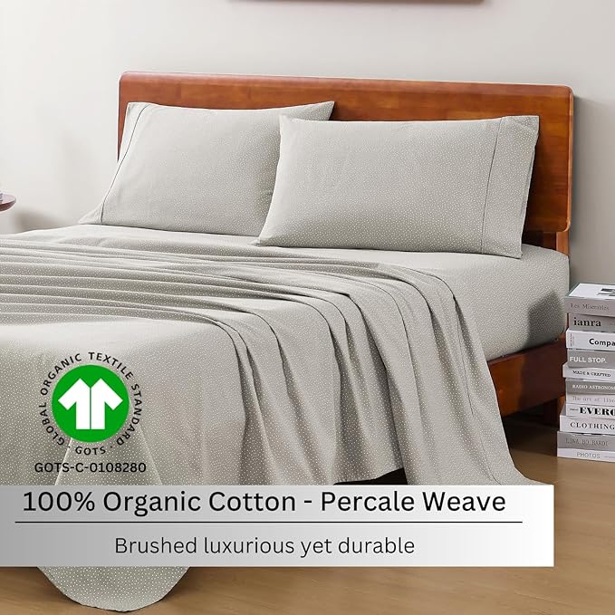 LANE LINEN Twin Size Bed Sheets, 100% Organic Cotton Twin Sheet Set, 3Pc Sheets for Twin Bed, Cooling Twin Bed Sheets Boys, Hotel Style Sheets & Pillowcases Set, Deep Pocket Sheets - Snowdrop - LeafyLoom