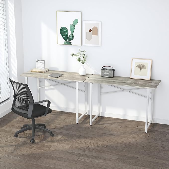 Folding Desk 47 inch No Assembly Required Home Office Table, Writing Gaming Computer Camping Desk, Beige - LeafyLoom