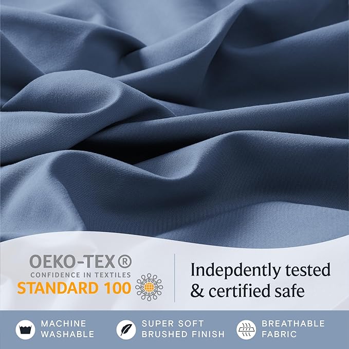 LuxClub 6 PC Queen Sheet Set, Breathable Luxury Bed Sheets, Deep Pockets 18" Eco Friendly Wrinkle Free Cooling Sheets Machine Washable Hotel Bedding Silky Soft - Oxford Queen - LeafyLoom