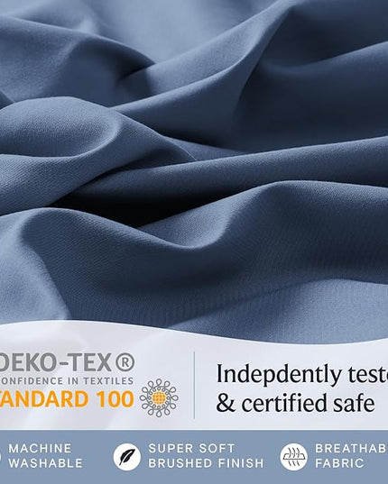 LuxClub 4 PC Sheet Bed Sheets Deep Pockets 18" Eco Friendly Wrinkle Free-Kids-Fitted Sheets Machine Washable Hotel Bedding Silky Soft - Oxford Twin - LeafyLoom