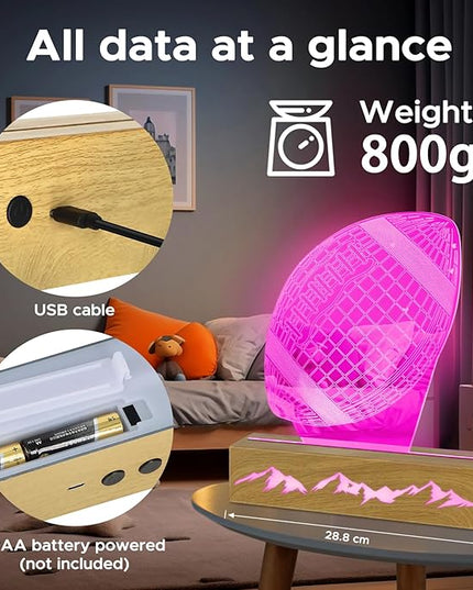 Kids Night Light Football 3D Optical Illusion Lamp with Remote Control 16 Colors Changing Football Birthday Valentine's Day Gift Idea for Sport Fan Boys Girls - LeafyLoom