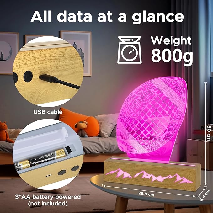 Kids Night Light Football 3D Optical Illusion Lamp with Remote Control 16 Colors Changing Football Birthday Valentine's Day Gift Idea for Sport Fan Boys Girls - LeafyLoom