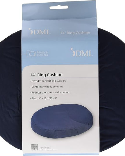 DMI Seat Cushion Donut Pillow and Chair Pillow for Tailbone Pain Relief, Hemorrhoids, Prostate, Pregnancy, Post Natal, Pressure Relief and Surgery, 14 x 12.5 x 3, Navy - LeafyLoom