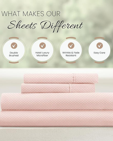 Linen Market 4 Piece Queen Bedding Sheet Set (Pink Heart) - Sleep Better Than Ever with These Ultra-Soft & Cooling Bed Sheets for Your Queen Size Bed - Deep Pocket Fits 16" Mattress - LeafyLoom