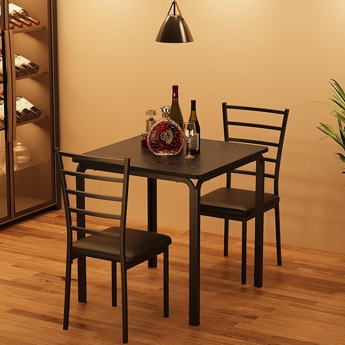 IDEALHOUSE Table for 2 Kitchen-and-Dining-Room-Sets, 29.1329.1329.93, Black - LeafyLoom