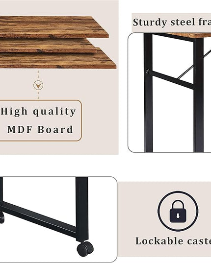 NicBex Kimberly-DW-00055-LWJ Home Office Desks, 47.2"x39.9"x60.2, Brown - LeafyLoom