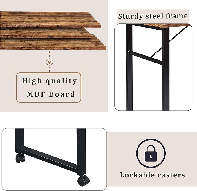 NicBex Kimberly-DW-00055-LWJ Home Office Desks, 47.2"x39.9"x60.2, Brown - LeafyLoom