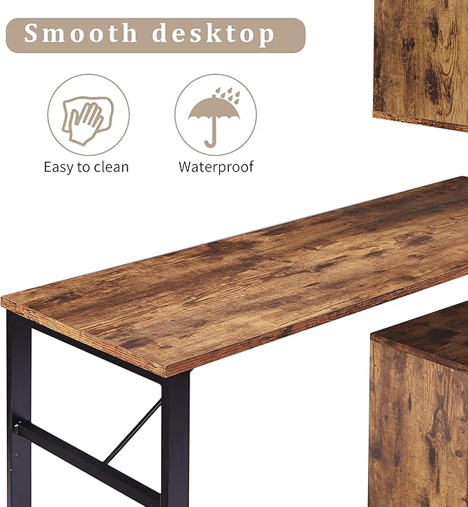 NicBex Kimberly-DW-00055-LWJ Home Office Desks, 47.2"x39.9"x60.2, Brown - LeafyLoom