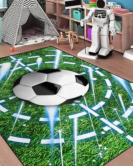 Football Rug for Boys Room - Soccer Rug for Boys Room Football Printed Rug for Kids Room Football Decor for Boys Bedroomsports Ball Doormat for Living Room Bedroom,4'×5' - LeafyLoom