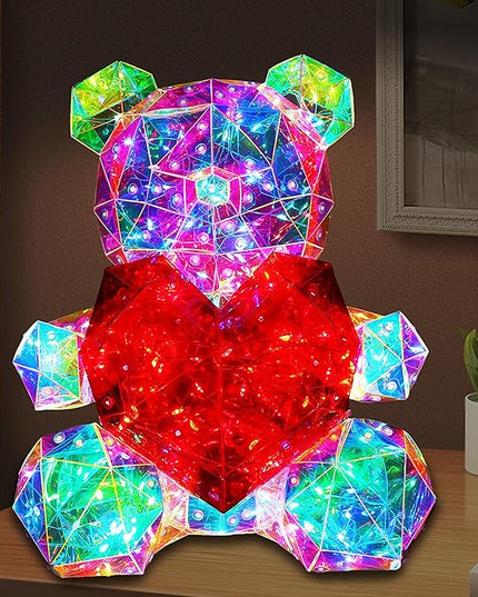 Glowing Teddy Bear Night Light LED Lights Up Bear Galaxy Bear Lamp for Girlfriend, Mom, Permanent Gift for Valentine's Day, Mother's Day, Anniversary and Birthday With Exquisite Transparent Gift Box - LeafyLoom