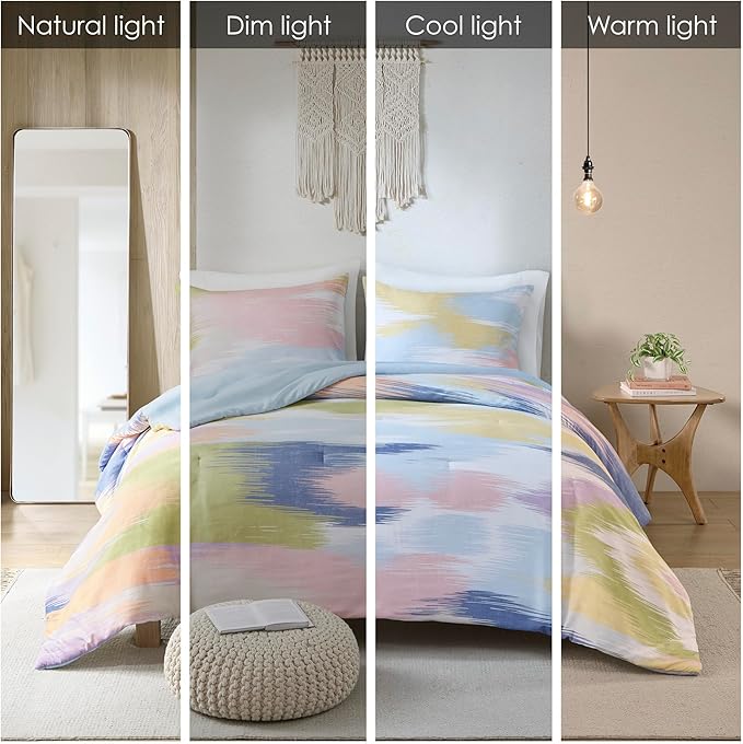 Intelligent Design Queen Comforter Set, Chic Colorful Brushstroke Abstract Print, Girls Room Décor, All Season Queen Bedding Sets for Girls, Matching Sham, Full/Queen, Blue Multi 3 Piece - LeafyLoom