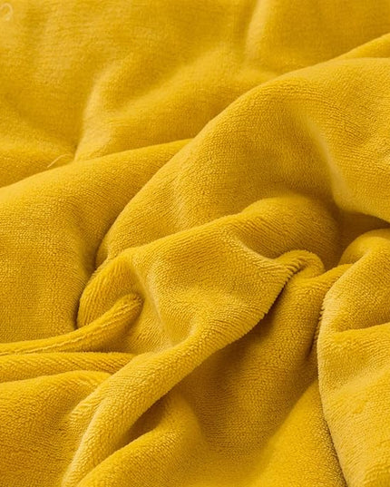 Wellboo Mustard Yellow Velvet Comforter Sets King Size Solid Fluffy Turmeric Yellow Bedding Comforters Plain Dark Yellow Sherpa Quilts Soft Warm Winter Flannel Plush Blanket Luxury Shaggy Crystal Bed - LeafyLoom
