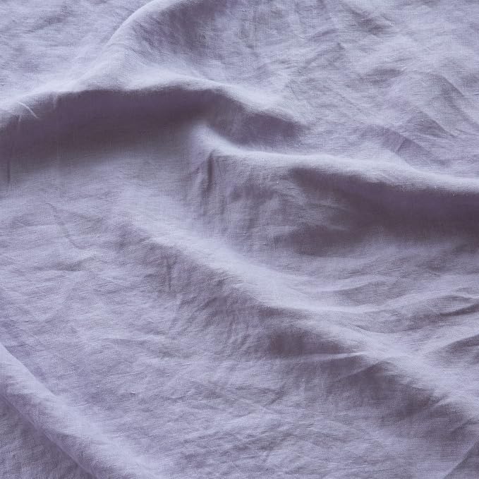 Simple&Opulence 100% Linen Sheet Set Solid Color-4 Pcs Washed French Linen Bed Sheets-Breathable Bedding Set-1 Flat Sheet,1 Fitted Sheet,2 Pillowcases (Queen,Lilac) - LeafyLoom